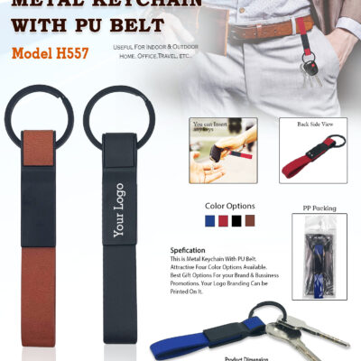 Metal Keychain with PU Belt