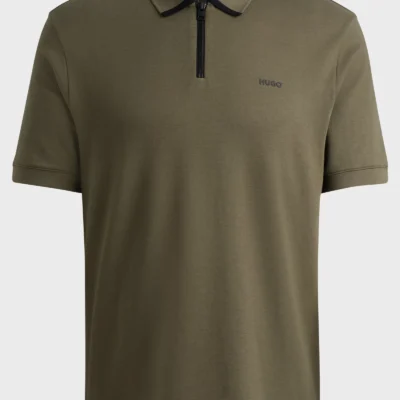 HUGO BOSS COTTON-PIQUÉ POLO SHIRT WITH CONTRAST LOGO