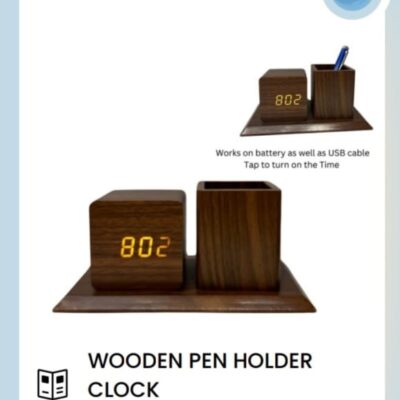Wooden Pen Holder Clock